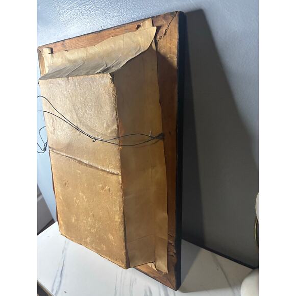 1889 Catholic Devotional Shrine Pair Framed Religious Figures with Original Text - Picture 10 of 16